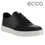 【ECCO】STREET TRAY M 街頭趣闖拼接皮革休閒鞋 男鞋(黑色 50480451052)