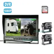 9" IPS Split Monitor+2 x 4Pin AHD 1080P Front Car Rear View Reversing Camera DVR