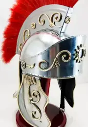 Medieval Knight Roman Armor Helmet With Red Plume