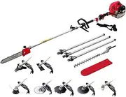 Giantz Pole Saw, 65cc Hedge Trimmer Brush Cutter Poles Tree Pruner Chainsaw Cordless Petrol Hand Power Saws Home Garden Farm Whipper Snipper Tool, with Extra Chains Spark Plug 12” Bar 9 in1