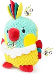 Dog Squeaky Plush Toy, Soft Stuffed Parrot Toys with Squeaker & Crinkle Paper