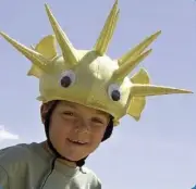 LOT 4 Helmet Headz Kids Bicycle Cyclist Yellow Puffer Blow Fish Soft Spiky Cover