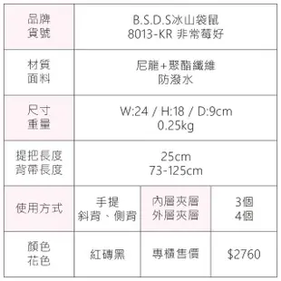 【冰山袋鼠】非常莓好 - 織帶拼接輕量斜肩包 - 紅磚黑(8013-KR)