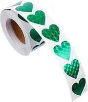 Angoily 1 Roll Colored Heart Adhesive Stickers for Present Bags Wedding Present Decor Household Sealing Labels and Easy to Use Decorative Decals