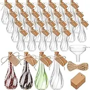 Lounsweer 30 Pack 5 oz Plastic Potion Bottles with Caps Clear Sand Art Bottles with Twine and Tags Souvenir Jars Bulk Wish Candy Jar for DIY Wedding Party Favors Decoration(Cork Stopper)