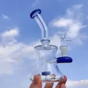 16CM Hookah Blue Heavy Thick Glass Smoking Pipes Hand Pipe W/ 14mm Male Bowl