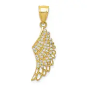 10k Yellow Gold CZ Micropave Angel Wing Pendant