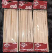 3 packages of Bamboo BBQ Skewers 100ct (300 total) 10" New
