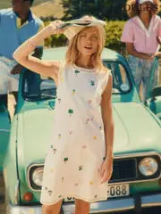 Joules Cream Aileen 100% Cotton Sleeveless Shift Dress (AP2362) | $205