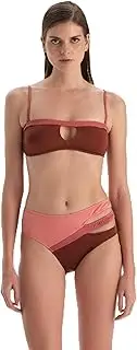 [Dagi] Women's Brown Fashion Knitted Non-Wired Padding Removable Strap Strapless Bikini Top