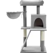 Paws & Claws Catsby 98cm Clifton Condo Cat Tree House Scratch Tower Post SLV/GRY