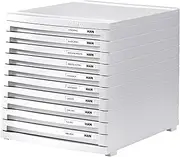 [HAN] Contour 1510-12 Drawer Box - Modern and Modular Expandable Drawer System, with 10 Closed Drawers up to DIN B4 Format, White,
