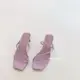 [二手] Grace Gift x Amanda 聯名全真皮細帶窄跟涼拖鞋 薰衣草紫