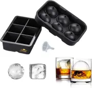 SUNSET Silicone Ice Cube Trays – Set of 2 Large Ice Cube Molds + Funnel | Squ...