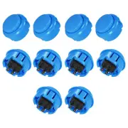 30mm Mounting Momentary Game Push Button Round for Video Games Blue 10pcs