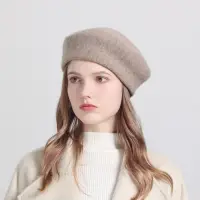 在飛比找momo購物網優惠-【米蘭精品】羊毛毛帽針織帽(百搭氣質保暖貝雷帽女配件4色74