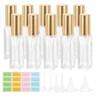 10 Pcs 10ml Travel Perfume Bottle with 6 Pcs Refill Tool, Labels, Clear/Gold
