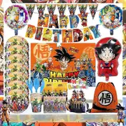 2024 Dragon Ball Z Birthday Party Decorations Son Goku Balloons Paper Cups Plates Natinks Supplies Backdrops Party Favors Baby Shower 72pcs