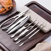 Seafood Tools Lobster Crackers and Picks Set 6-Piece Crab Leg Crackers and Tools - Stainless Steel Seafood Crackers & Forks Nut Cracker Set wi