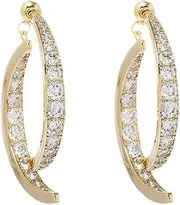 [swglcowo] Cross Curved Earrings Zircon Gold Silver Plated Wrapped Linear Chic Rhinestone Dangle Drop Earrings for Women Teen Girls Stick Front Back Piercing Ear Cuff Earrings for Holiday Birthday Fashion