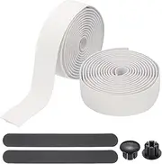 uxcell Bike Handlebar Tape, 2 Rolls 6.6 Feet Bike Grip Tape PU + EVA Foam Cycling Handle Wraps Comfortable Non-Slip Shock Bicycle Wrap with End Plugs for Road Bike, White