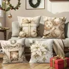 Christmas Polyester Pillowcase Bell Square Cushion Cover Living Room Bedroom