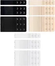 [WOLMIK] Bra Extenders - Bra Extenders 3 Hooks, Bra Extenders 2 Hooks, Bra Extender 1 Hook, Women's Bra Strap Extension Set, 3 Rows x 3 Hooks & 2 Hooks & 1 Hook, Skin, White, Nude, white, black, One