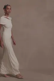 Kaida Slinky Maxi Dress With Hardware - Ivory