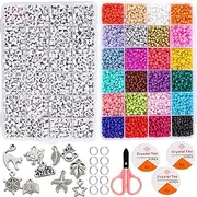 Goody King Jewelry Making Kit Beads for Bracelets - Bead Craft Kit Set, Glass Pony Seed Letter Alphabet DIY Art and Craft - Valentine for Her Women Wife Girlfriend Adult Kids Age 6 7 8