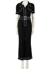 Black Contrast Trim Pocket Jumpsuit