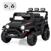 Costway 12V Ride On Car Jeep Toy Dual Motor w/Remote Control & Light Black