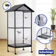 Large Stand-Alone Pet Parrot Budgie Canary Aviary Bird Cage On Wheels Apex Roof