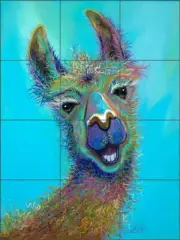 Llama Tile Backsplash Susan Libby Animal Art Ceramic Mural SLA076
