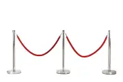 3x Queue Barriers + 2 Ropes Crowd Control Bollards Stands
