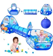 3 in 1 Kids Play Tent with Play Tunnel, Ball Pit, 3 In 1 Kids Play Tent