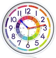 Time Teaching Clock 12 Inch Silent Wall Clock for Kids Learning Time, Silent Non
