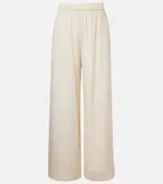 [Max Mara] Max Mara Bonn silk-blend wide-leg pants UK 14 white