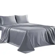 Grey Silk Satin Fitted Sheet