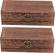 Alipis 2pcs Vintage Wooden Trinket Box Rustic Storage Case Wooden Storage Chest Antique Craft Wood Boxes for Decor