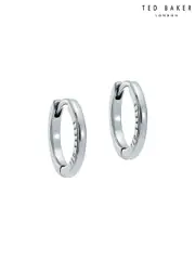 Ted Baker Silver Tone Crisele Logo Hoop Earrings (E76523) | $58