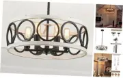 White Chandelier Light Fixture, 6-Light Modern Dining White Chandelier 6-Light