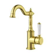 Clasico Basin Mixer Ceramic Handle in Brushed Gold