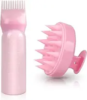 EAPMGQR Pack of 2 Hair Oil Applicator, Root Comb Applicator Bottle and Hair Massage Brush, Hair Dye Brush Bottle Root Comb Applicator Hair Dye Comb and Head Massage Brush