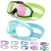 Kids Goggles with Comfort Fabric Strap, Kids Swim Small 01-green & Blue