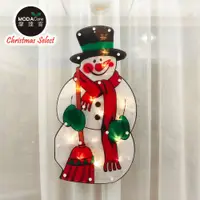 在飛比找PChome24h購物優惠-摩達客-聖誕彩繪PVC造型吊飾 -電池盒吸盤燈-可愛雪人款