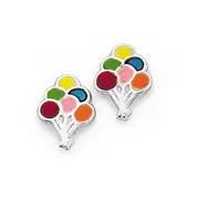 Sterling Silver Enamel & Crystal Balloon Studs in Multi-colour