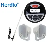 Waterproof Boat Bluetooth Marine Stereo Audio Receiver+4"Box Speakers+Antenna