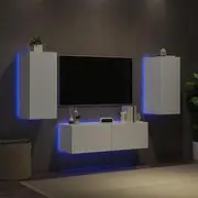 3 Piece TV Wall Cabinets with LED Lights, Wall-Mounted Floating Entertainment Units, Storage for Living Room Media Console
