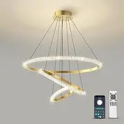 Bacowikin LED Chandelier Lighting Modern APP Controlled,Dimmable Black Pendant Light with Remote,Semi Flush Mount Ceiling Lighting Fixture for Living Room Bedroom Kitchen Island