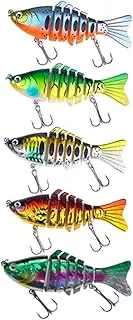 ＫＬＫＣＭＳ 5X 7 Segment Fishing Lures Swimming Lures Fishing Lure Kit Lifelike Multi Jointed Swimbaits Crankbaits for Family Beginners